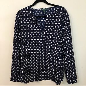 Ralph Lauren Black and White Patterned Blouse